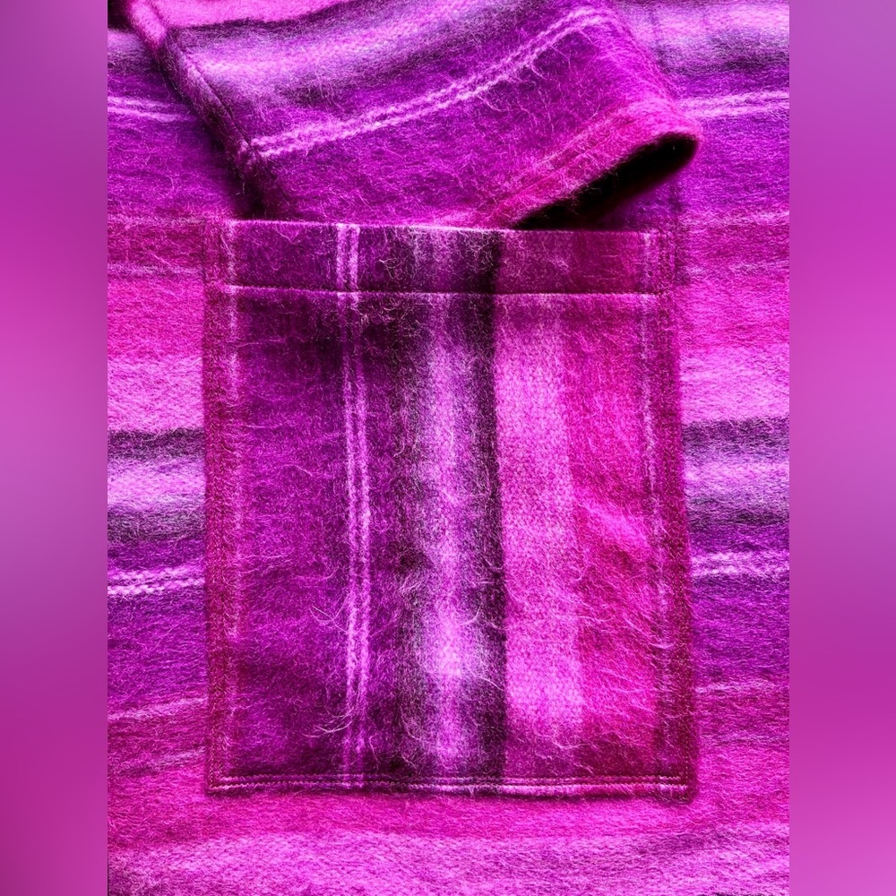 Upcycled alpaca wool-blend blanket cardigan, ladies' size M-L - Picture 8 of 10